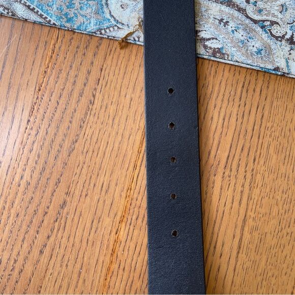 IItalian Leather Belt Mixed Metal Artisan Buckle Black Silver Tone Size L main image 5